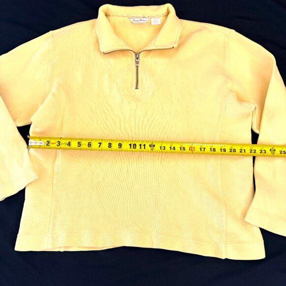Tommy Bahama Womens Sweater Large Yellow Stretch 1/4 Zip - Picture 5 of 8